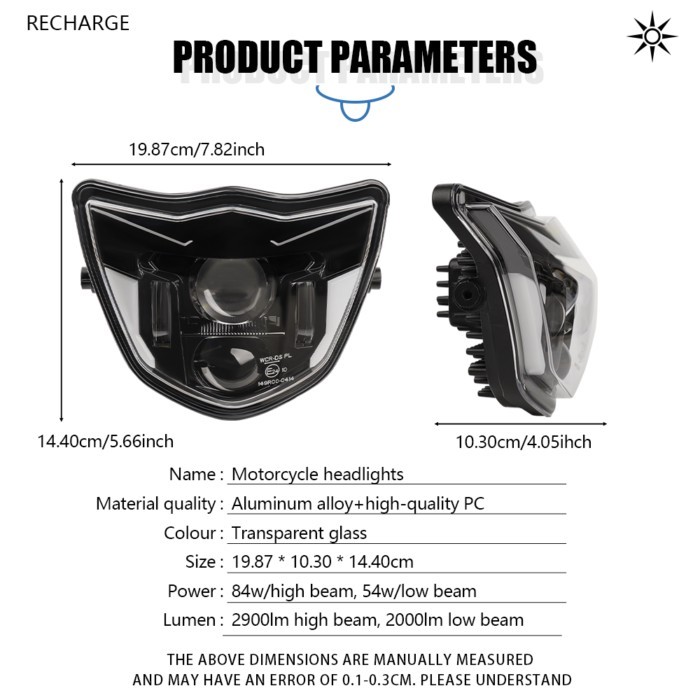 E-mark Approved For Yamaha WR250F/400F/426F/450F TTR110E XTZ 150 125 YZ 250F/X 65 85 Motorcycle LED