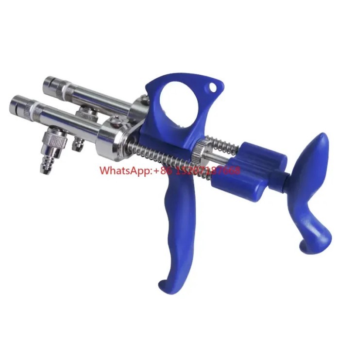 0.1-0.5cc Chicken Veterinary Injection Pisol Automatic Double Vaccine Veterinary Syringe Continuous
