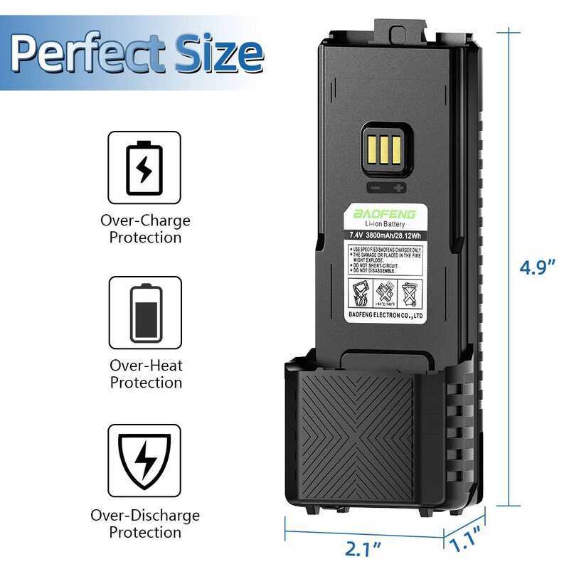 ▥ Uv-5Rh ขยายแบตเตอรี่3800mah 2500Mah Type-C Walkie Talkie Uv-5Rm Ar-5Rm แฮมวิทยุแบตเตอ