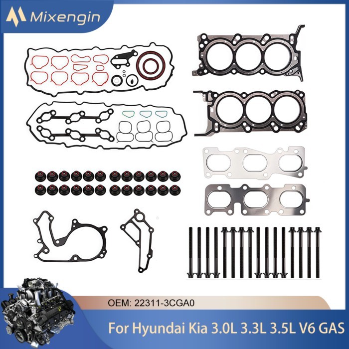 Engine Head Gasket Kit W/ bolts Fit  3.0 3.3 3.5 V6 Gas G6DG G6DH G6DF L6DB G6DC G6DE G6DM For Hyun