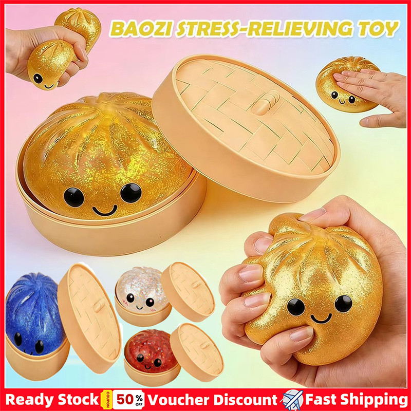 2PCS ใหม่ที่มีสีสันยักษ์นึ่ง Bun ของเล่น Squishy ความเครียดลูกนํากลับมาใช้ใหม่ Low-Rebound Decompression ของเล่น Dough Ball Home Decor Party ของขวัญ