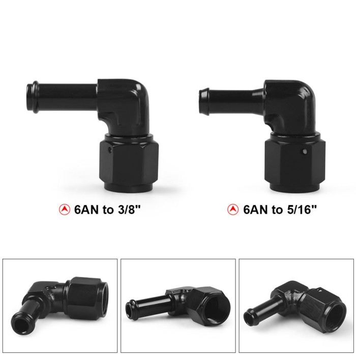 90 Degree 6AN Female to 3/8'' 5/16" Barb Fitting Adapter Swivel Aluminum Oil Pipe Connector TT10244