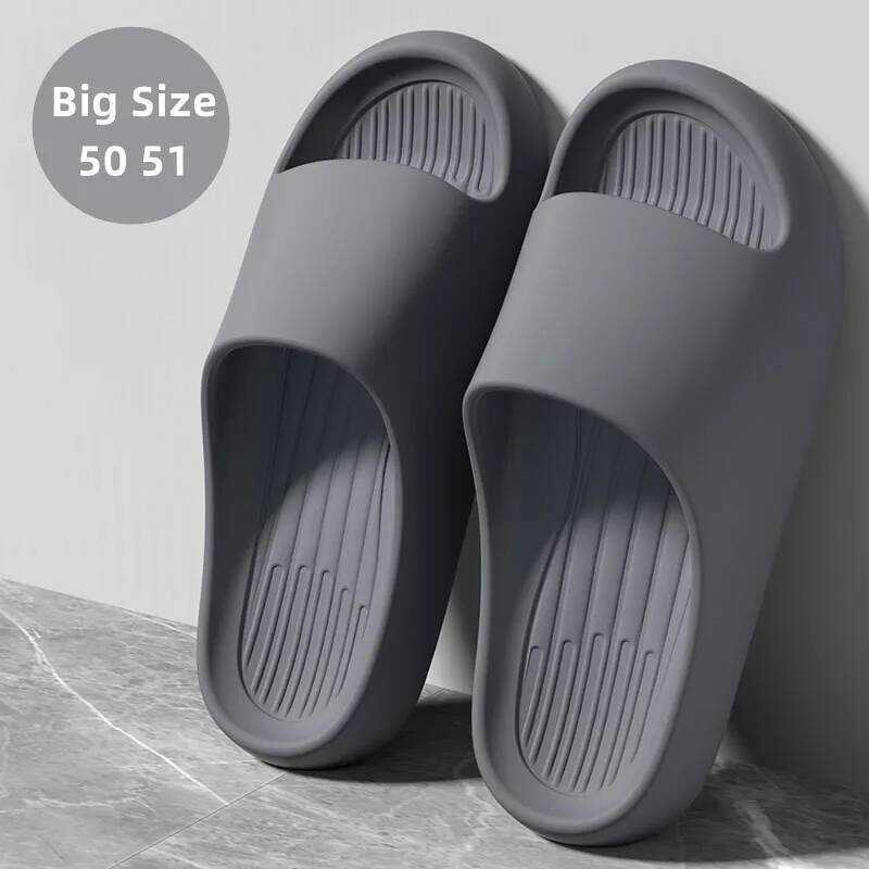 C Big Size 50 51 Home Slippers Men Bathroom Flip Ps Home Thick Sole Soft EVA Shoes Hotel Anti-Slip