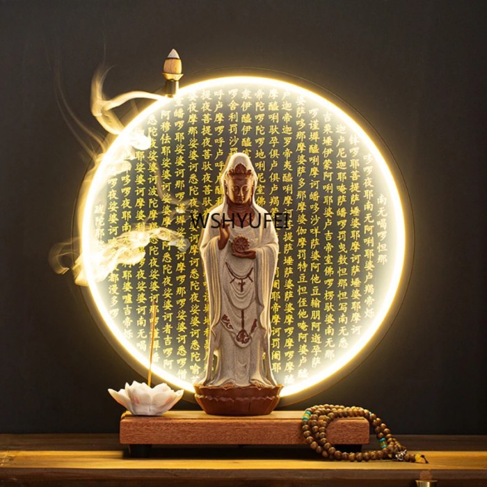 Guanyin Bodhisattva Buddha Statues Ceramic statues Lamp Circle For Living Room Incense Porch Home D