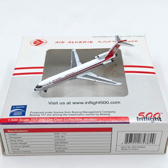 Inflight500 1/500 Algeria Airlines 727-200 จําลองเครื่องบินรุ่นตกแต่ง Limited Edition รถรุ่น