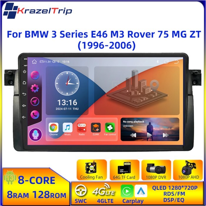 Android13 8Core Car Radio for BMW 3 Series E46 M3 318 320 325 330 335 Rover 75 Stereo MG ZT Carplay