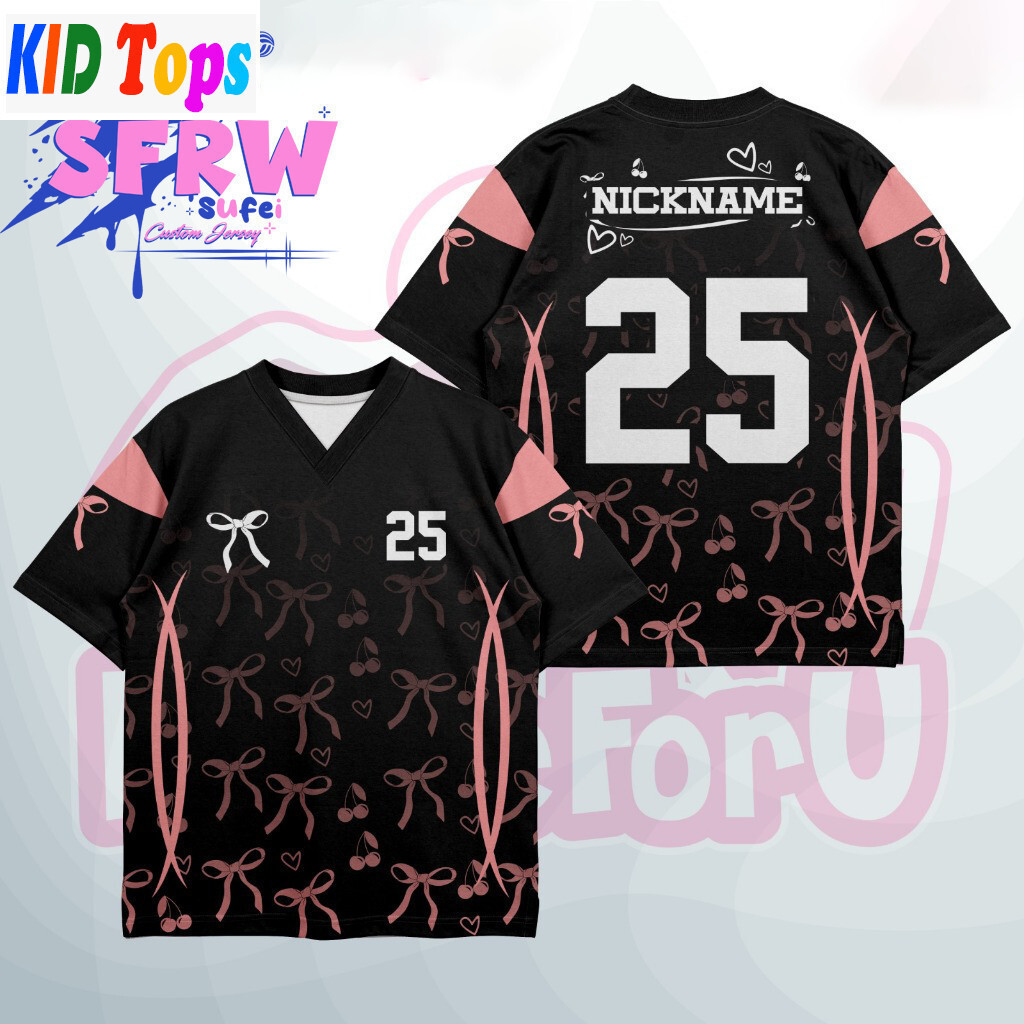 เสื้อกีฬาเด็ก BLACKPINK แบบ.Ribbon Edition พร้อมบริการพิมพ์ชื่อและหมายเลขหลังฟรี เหมาะสำหรับกิจกรรมหลากหลาย เช่น แบดมินตัน, เทนนิส
