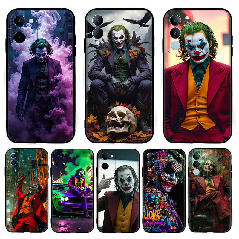 เคสโทรศัพท์ TPU ซิลิโคนสีดํา Joker the Clown[T-10] สําหรับ Vivo Y04 Y04S Y29S Y19 Y19E T4 Lite Y19S 
