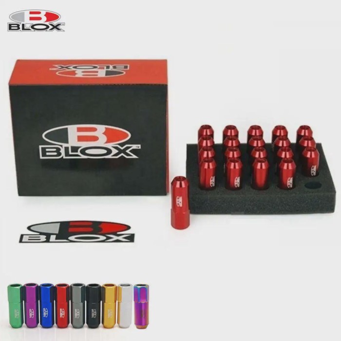 Blox Forged 7075 Aluminum Universal Racing Car Wheels Rims Lug Nuts M12X1.25 / M12X1.5, L :60mm (20