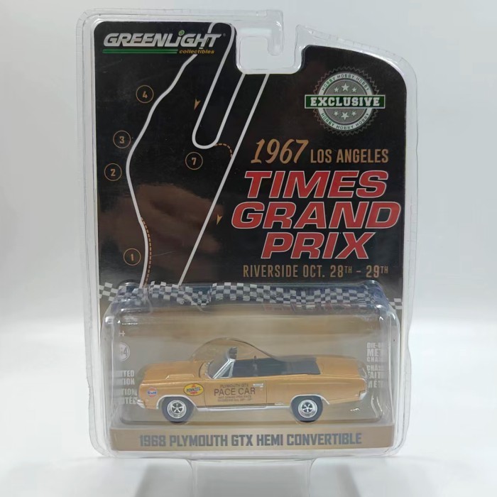 1/64 แสงสีเขียว 1968 Plymouth GTX HEMI Convertible จําลองรถรุ่นคอลเลกชันเครื่องประดับจําลองรุ่น