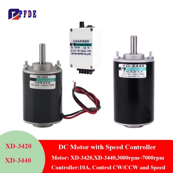 XD3420/3440 High Torque DC Motor 12V/24V 30W/50W Permanent Magnet Mini DC Motor DIY Generator Motor