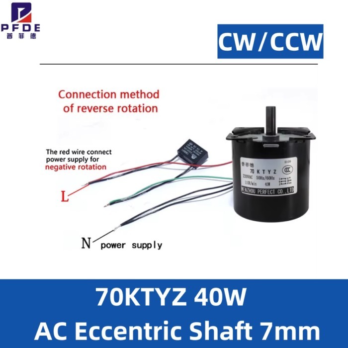 new 40W AC 220V 70KTYZ  AC Permanent Magnet Synchronous Motor CW/CCW Low Speed Motor with bracket 1