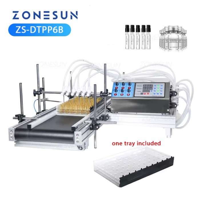 ZONESUN Tabletop Liquid Filling Machine with Tray Efficient Filler for Small Bottles Vials Perfume