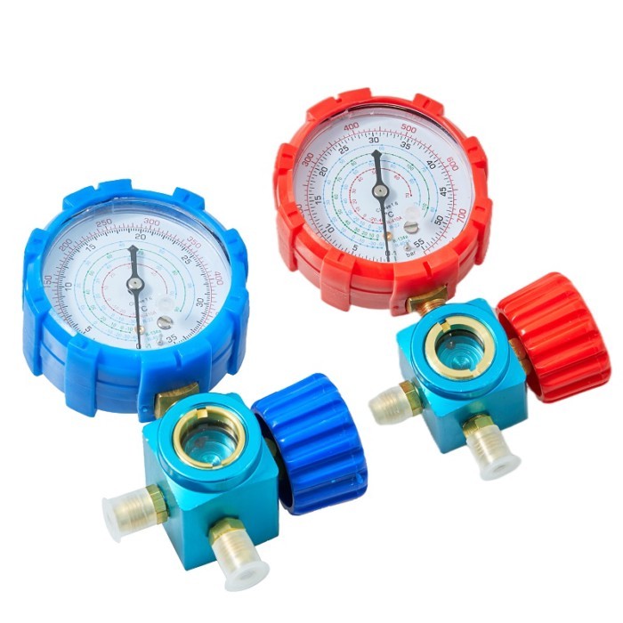 HOWHI Pure Copper Refrigerant Pressure Gauge R134a/R410/R22/R404A Air Conditioning and Fluoride Tab