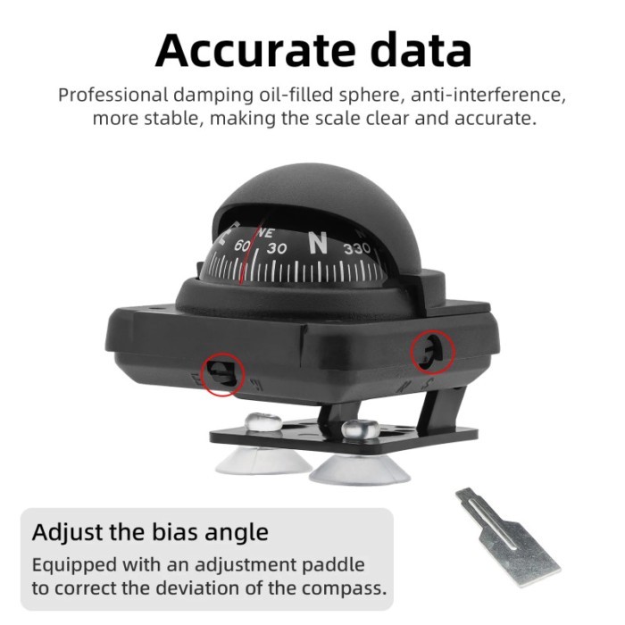 Universal Compass Mini Car Navigation Compass Rotary Adjustable Spherical Dashboard Guide Compass F