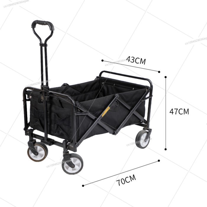 Outdoor camping cart folding camping trolley four-wheel stall camping cart beach shopping Foldable