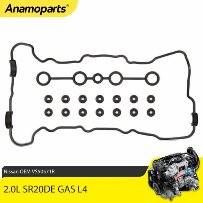 Engine Valve Cover Gasket Set with Grommets fit 2.0 L SR20DE GAS L4 for 97-02 Nissan Sentra 200SX I