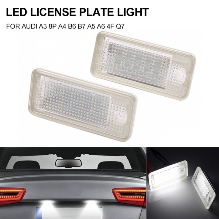 2Pcs LED License Plate Light No Error For Audi A3 8P A4 B6 B7 A5 A6 4F Q7 A8 RS4 RS6 SET LED Licens