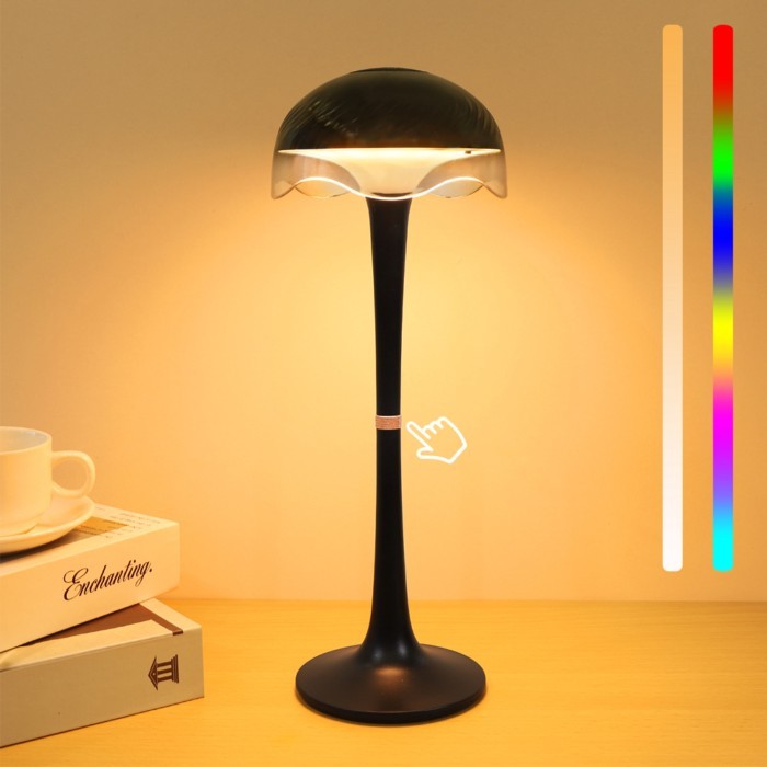 RGB สัมผัสโคมไฟตั้งโต๊ะสก์ท็อปโคมไฟข้างเตียงห้องนั่งเล่นห้องนอนโรงแรมตกแต่งบรรยากาศโคมไฟป้องกันดวงตาการเรียนรู้อ่าน