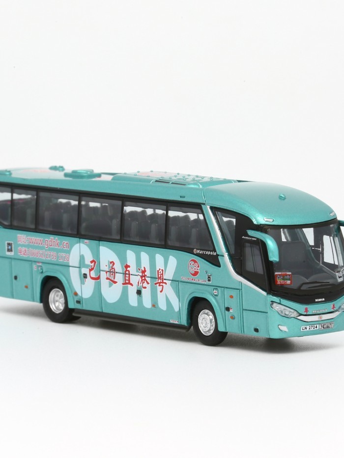 1/120 รุ่น 1 Hong Kong Cross-Border Bus Canton-Hong Kong Straight Trunk Bus Scania Metal Model Out o