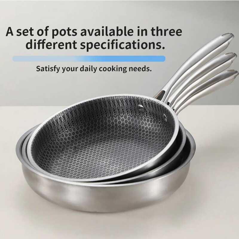 C Honeycomb Stainless Steel Anti Stick Frying Pan -.45 Inches/10.24 Inches/11.02 Inches Multi Size