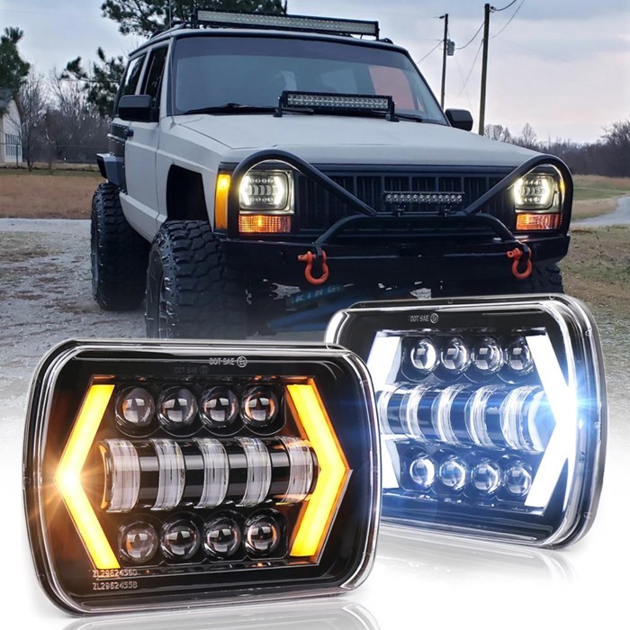 5x7'' 7x6'' LED Headlights H6054 H5054 Headlamp Hi/Low Beam for Jeep Wrangler YJ Cherokee XJ Comanc