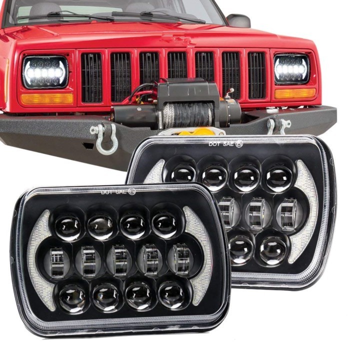 5x7 "near-high beam square waterproof headlights For Jeep Cherokee XJ Wrangler YJ Motocross 7x6 gen