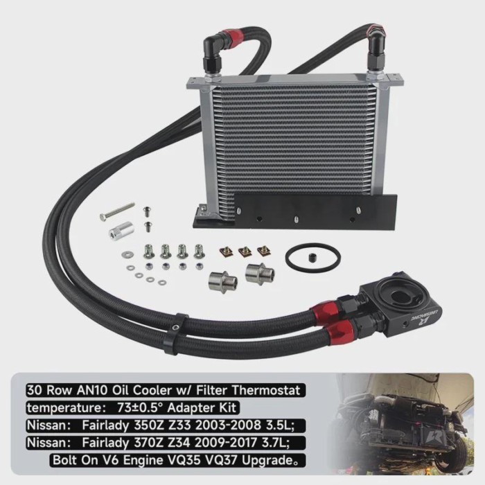 Bolt On Oil Cooler Kit 30 Row AN10 Filter Thermostat Fits for Nissan Fairlady 350Z Z33 03-08 3.5L/3