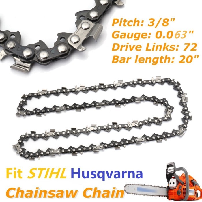 3/8"LP Gauge 0.063'' 72DL Electric Saw 20 Inch Bar Chainsaw Chains 72 Driver Links Fit STIHL MS381