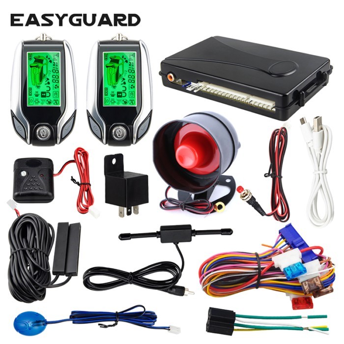 EASYGUARD 2 Way pke Car Alarm System LCD Pager Display auto lock unlock security vibration alarm sh