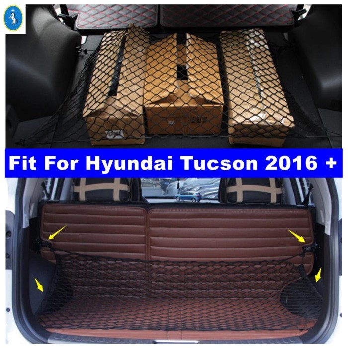 Auto Trunk Rear Storage Cargo Luggage Elastic Mesh Net Holder With 4 Hooks Pocket Accessories Fit F