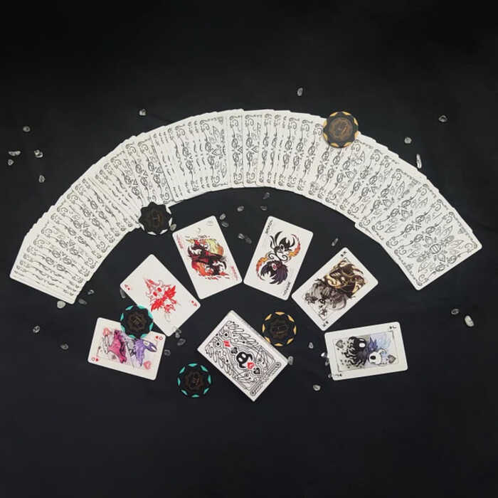 Slugcatgo Hollow Knight Poker Hollow Knight Theme การ์ดเล่นสีดําสีขาวออกแบบ