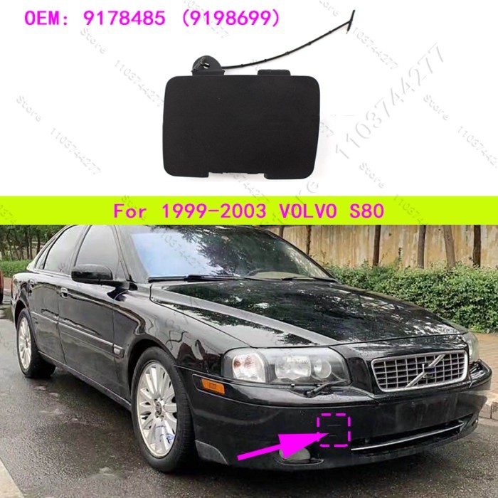 For 1999-2003 VOLVO S80 Front Bumper Tow Hook Cap Eye Cover (No paint) 9178485 (9198699)