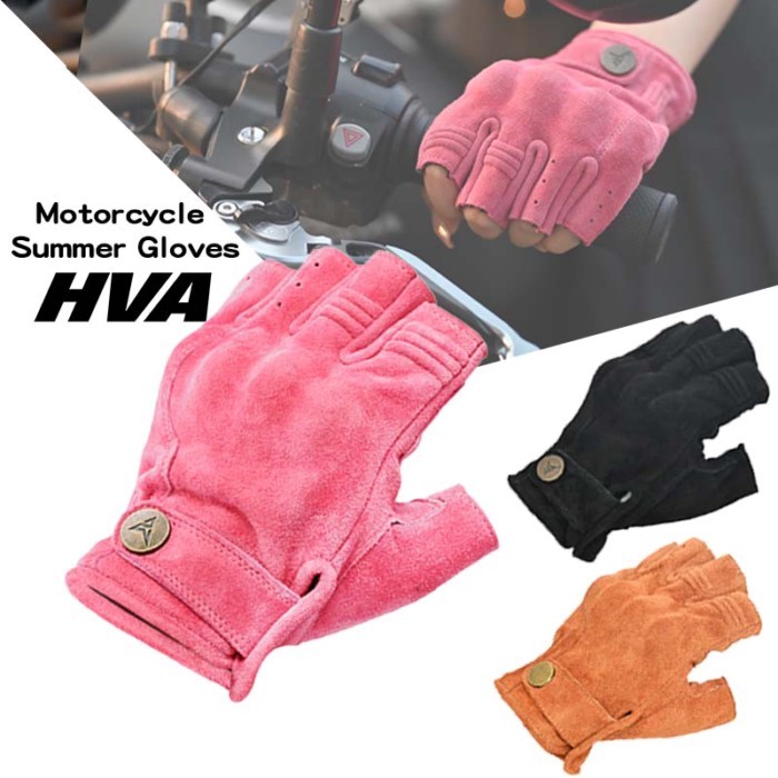 HVA Half Finger Gym Gloves Leather Summer Fingerless Motorcycle Gloves Racing Leather Tactical Glov