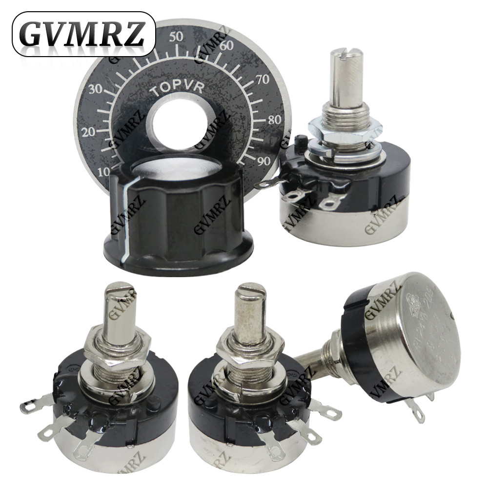 RV24YN20S Single-Turn Carbon Film Potentiometer Adjustable Resistor (พร้อม MF-A03 Knob + Dial Scale)