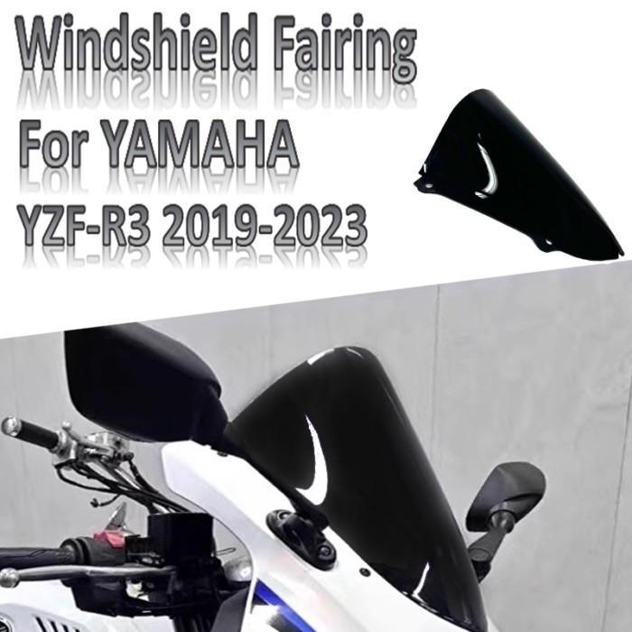 Motorcycle Windshield For YAMAHA R3 YZF-R3 19-23 YZF-R25 2019-2023 Heighten Windshield Enlarge Wind