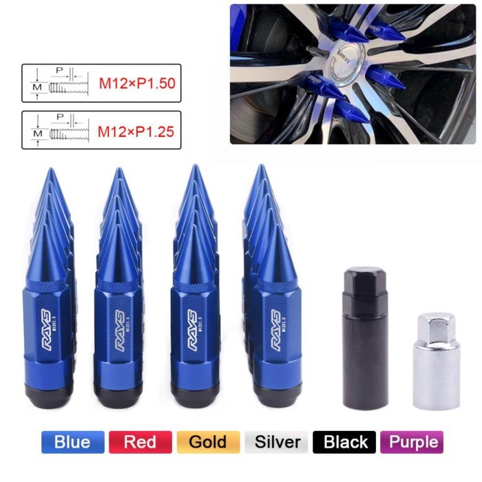 M12x1.5/M12x1.25 Spiked Aluminum Extended Tuner Wheels Rims Lug Nuts Racing Jdm RS-LN038