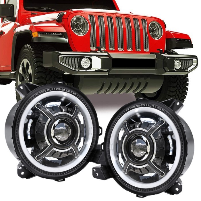 9 Inch Round halo LED Headlights for 2018-2019 J eep JL W rangler SUV Headlamps with Daytime Runnin
