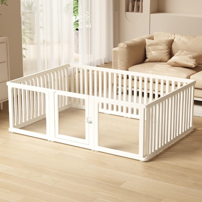 Indoor Playpen Dog Fence Cage with Gate Big Portable Dog Fences Acrylic Transparent Panel Pet Fence