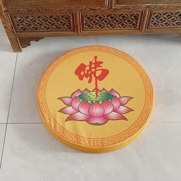 40x5CM Lotus Worship Mat Circular Futon Cushion Flax Printed Futon Meditation Mat Coussin Fourrure