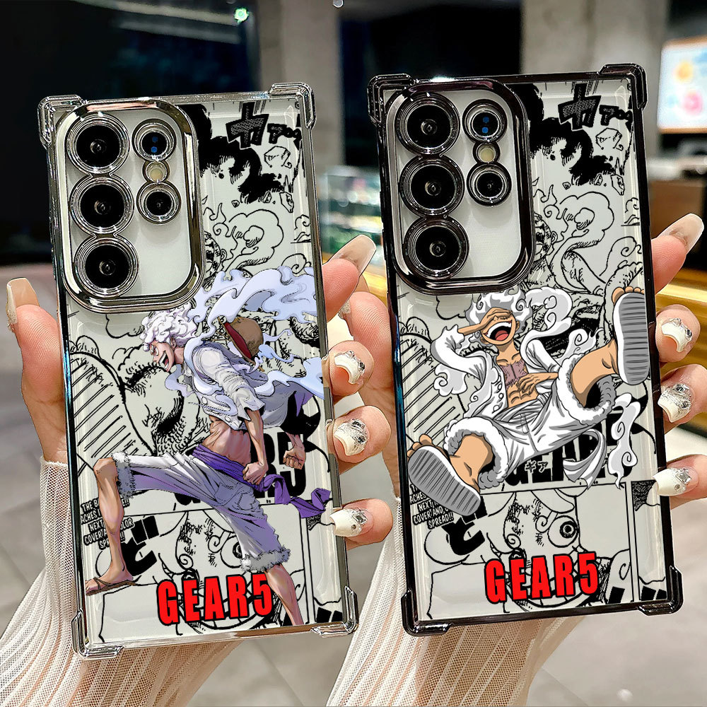 SAMSUNG One Piece Luffy Sun God Nika Manga Clear CaseสําหรับSamsung S26 S25 S24 S23 S22 S21 Ultra S2