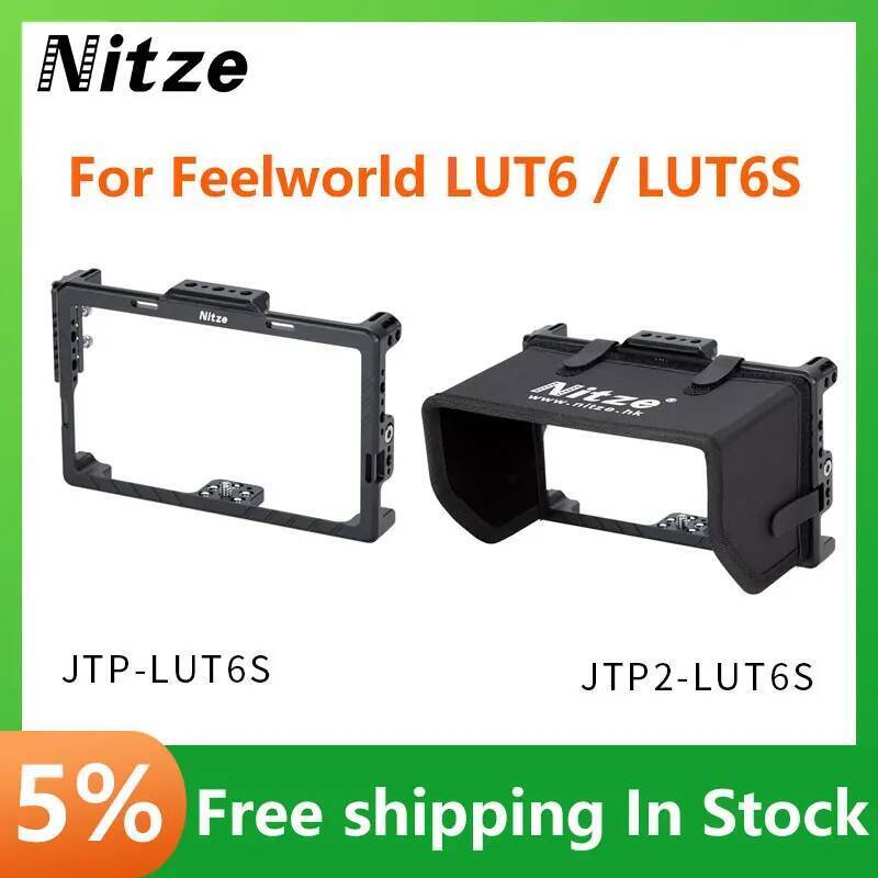 Nitze กรงสําหรับ Feelworld LUT6/LUT6S 6 "พร้อมแคลมป์สาย HDMI และ LS5-C Sunhood สําหรับหน้าจอ Monitor