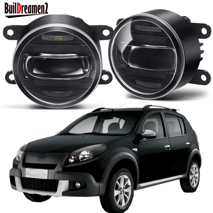 2IN1 Function Fog Light Assembly with DRL For Renault Sandero 2008-2022 30W Aluminum Car LED Fog Da
