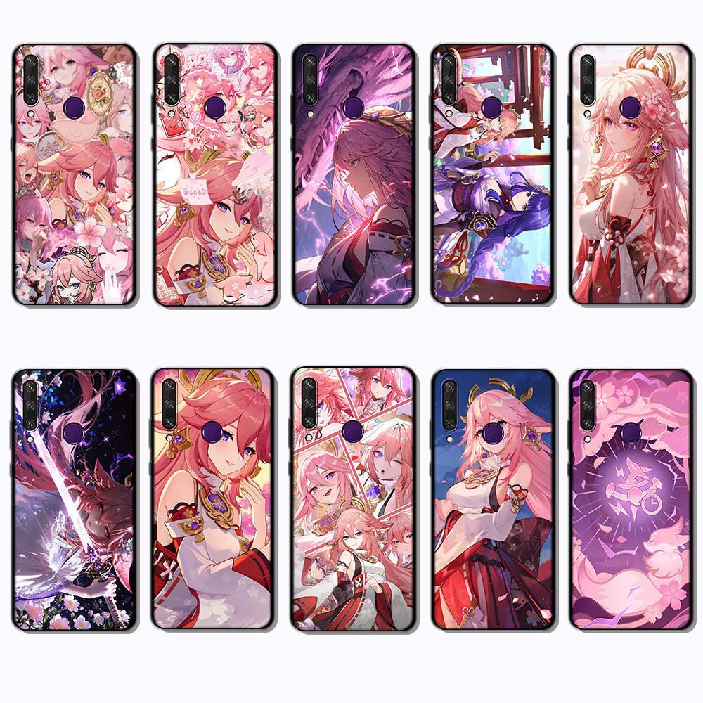 สําหรับ Huawei Y6P Y7A Y8P Y9A Y5 Y6 Prime VS11 Yae Miko Slim Black Border TPU Soft Case | โทรศัพท์เ