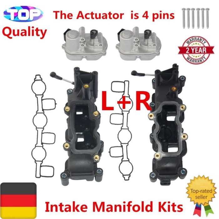 AP01 2x intake manifolds & 2x servomotors 5-pin For VW Audi A4 A5 A6 Q5 Q7 2.7 3.0 TDI 059129086G 0