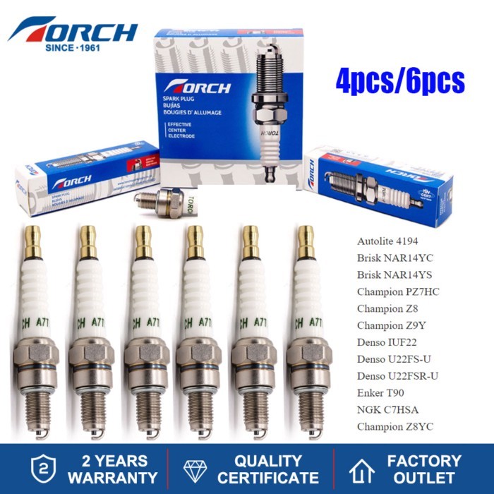 4pcs/6pcs Original Torch Spark Plug A7TC Alternative fr Champion Z8YC PZ7HC Denso U22FSR-U Candle C