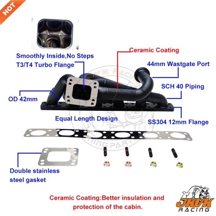 JKVK RACING Black Ceramic Coating T3/T4 3.0mm thick 42mm OD  BM  M50 M52 M54 S50 S52 E30 E34 Top Mo