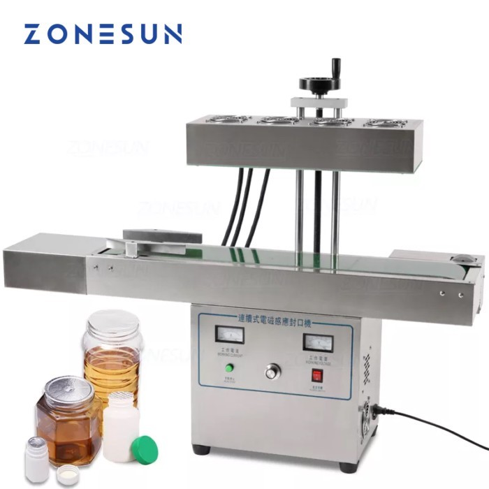 ZONESUN Vertical Sealing Machine Electromagnetic Continuous Induction Aluminum Foil Sealing Machine