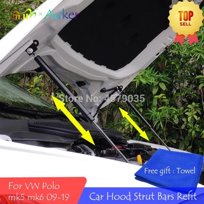 For 2009-2019 VW Polo MK5 MK6 6R/6C/61/AW Refit Bonnet Hood Gas Spring Shock Lift Strut Bars Suppor