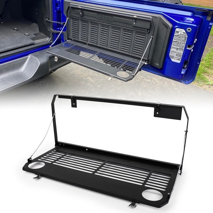 OVOVS Tailgate Table Rear Door Table Storage Cargo Shelf Black for Jeep W-rangler JL & JL Unlimited